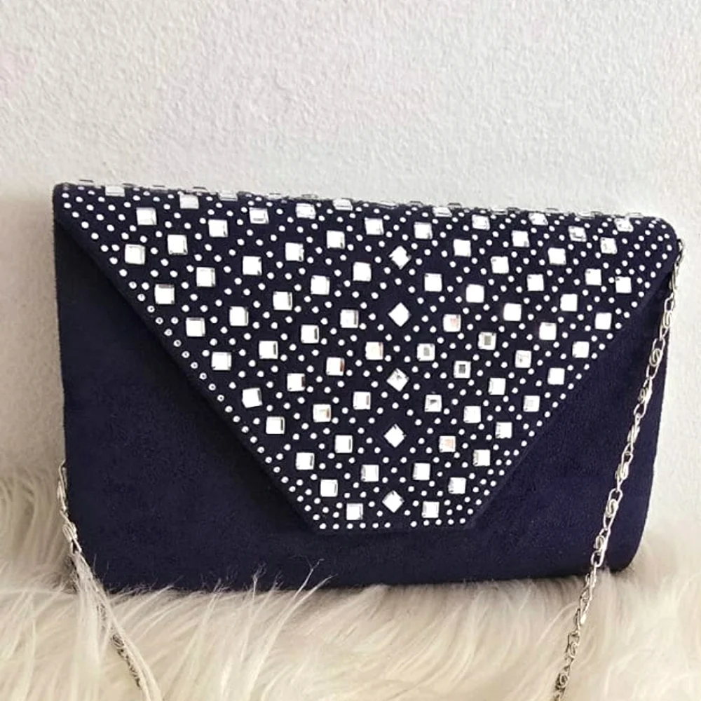 Classic Women's Envelope Clutch/Shoulder Purse Sequined Blue 🌴